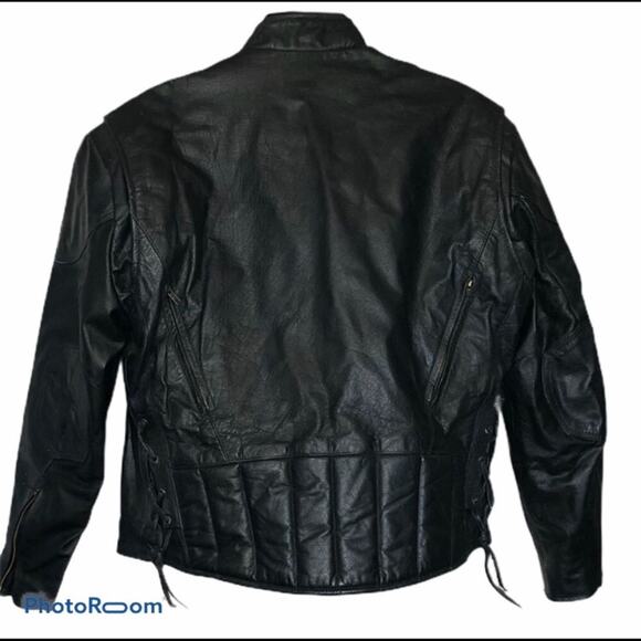 Vintage Hot Leathers Black Vented Premium Motorcycle Biker Jacket Men's size 48 - Picture 3 of 8